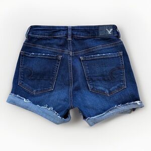 Womens American Eagle Jean Shorts 2 Hi Rise Shortie Stretch Dark Blue Short